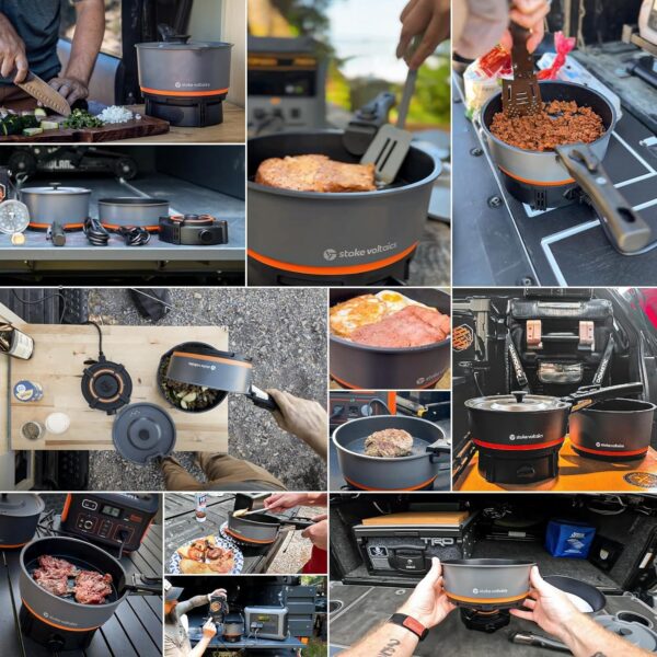1f2012e3f4d62167 Nomad Cooking System, Electric Camping Stove 200-1000W with Pan & Pot, 120V Portable Outdoor Cooking Gear Set, Windproof Cookware for RV, EV, Overland, Vanlife, Car Camping