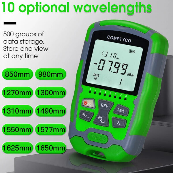 Rechargeable Fiber Tester 4 in 1 Mini Optical Power Meter -70~+10dBm & Visual Fault Locator & Rj45 Network Test & LED Lighting