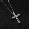 EWYA Real Moissanite Jesus Cross Pendant Necklace for Women Sterling Sier 2.5 3 4mm Diamond Chains Necklaces Fine Jewelry