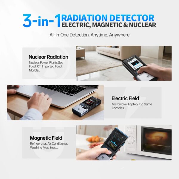 FNIRSI GC-03  3-IN-1 Electromagnetic Radiation Detector, Electric & Magnetic Field Strength, RF Power, Temperature Monitor