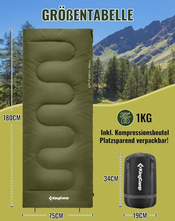 1f4ea177995d5a44 KingCamp Schlafsack Outdoor Warmer Deckenschlafsack für Erwachsene 3 Jahreszeiten leicht zu tragen wasserabweisend & warm für Kinder Erwachsene beim Camping & Outdoor Kleines Packmaß