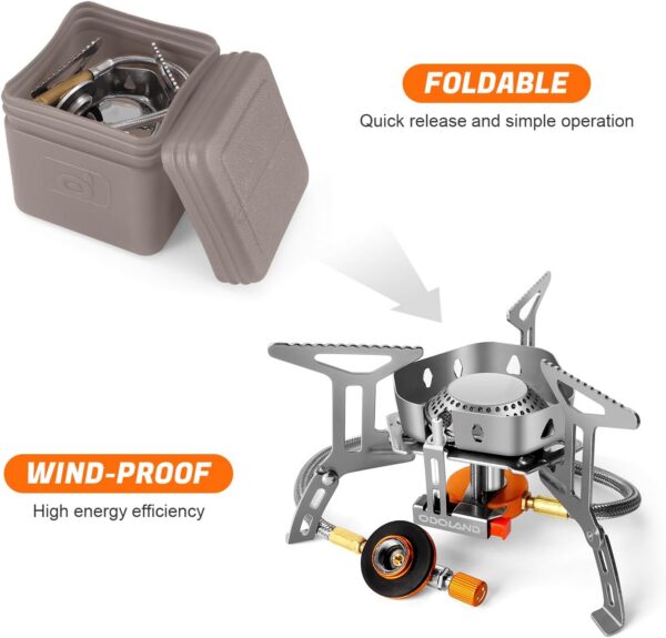 1f5d6f8258c9991f Odoland 3500W Windproof Camping Gas Stove Portable Collapsible Outdoor Camping Stove with Piezo Ignition Backpacking Stove for Outdoor Cooking Hiking Picnic and Camping Grey