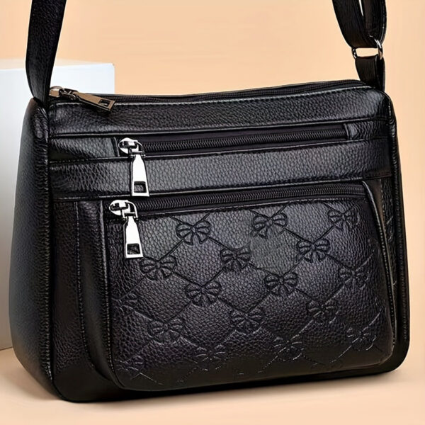 New Women's Bag Mother Bag, Multi-layer Soft PU Leather Shoulder Crossbody Bag Briefcase ( Zipper Direction Assorted Varieties)