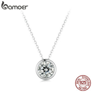 1f76eef18f91b11a BAMOER 1 Carat Bazel Moissanite D color VVS1 Lab Grown Diamond Necklace for Women Sterling Sier Wedding Jewelry