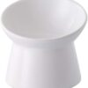 White Small Ceramic Raised Cat Bowls, Tilted Elevated Food or Water Bowls, Stress Free, Backflow Prevention, Dishwasher and Microwave Safe, Lead & Cadmium Free