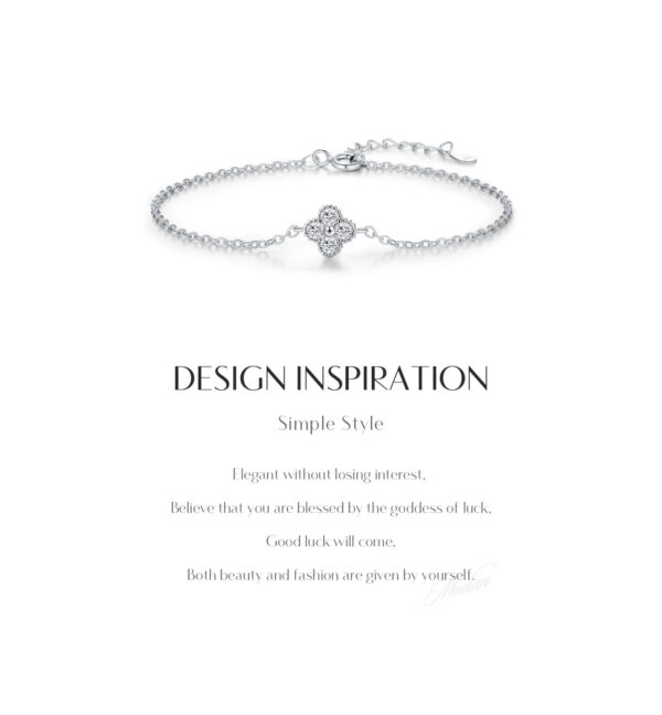 MODIAN 925 Sterling Silver Exquisite Lucky Four Leaf Clover CZ Link Chain Stackable Sweet Bracelet For Women Daily Fine Jewelry