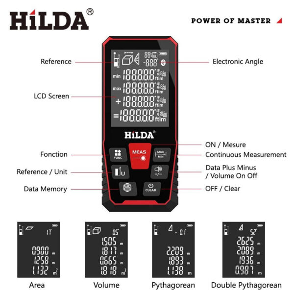 1f8eeb59a5a0308d HILDA Distance 50M/100M/120M Rangefinder Profesional Meter Laser Range Finder Ruler Test Tool