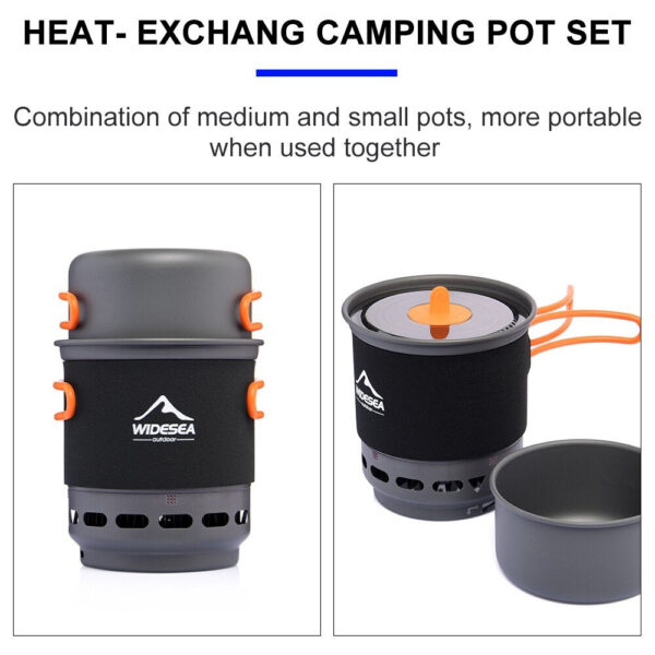1fa718f32db28d6e Widesea Camping Cooking System with Heat Exchanger Outdoor Gas Burner Stove Tourist Pot Set Cup Tableware Cookware Tourism Hike