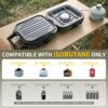 Naturehike Outdoor Camping Gas Stove Foldable 2 in 1 Burner with Grill Plate Portable Camping Gas Stove 2 Adjustable Burners Piezo Ignition Compatible with Isobutane Fuel Mix