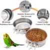 1fb024bb3ef5b612 PINVNBY Parrot Feeding Cups Birds Food Dish Stainless Steel Parrot Feeders Water Cage Bowls with Clamp Holder for Cockatiel Conure Budgies Parakeet Parrot Macaw Small Animal Chinchilla Pack of 2