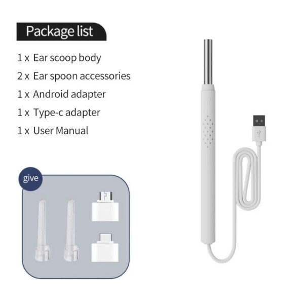 1fcb8b997894515f Smart Visual Cleaner 3-in-1 Ear Sticks Otoscope USB C Charging Endoscope Wax Removal Tool Earpick Mini Camera Health Care