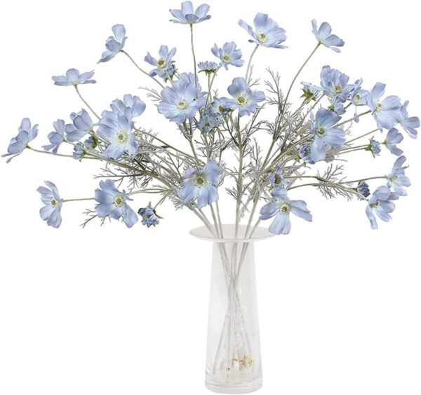 1fccac8eadbb2bd2 2 Pcs Artificial Fake Flowers Plants Cosmos Silk Flower Arrangements Wedding Bouquets Decorations Plastic Floral Table Centerpieces for Home Kitchen Garden Party Decor Approx 23.6'' High - Light Blue