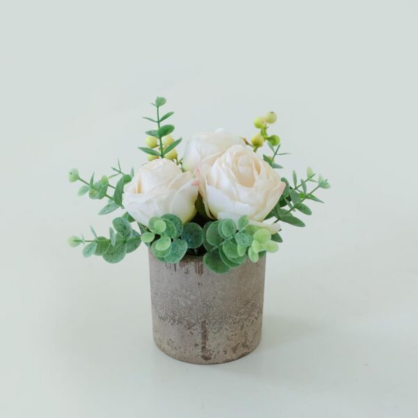 Artificial Flowers Kit with Pot, Combination of Fake Silk Orange Roses and Greenery,Small Plant Potted Decor for Offices,Bookshelf,Bedroom, Living Room,Party,Wedding Decorations…