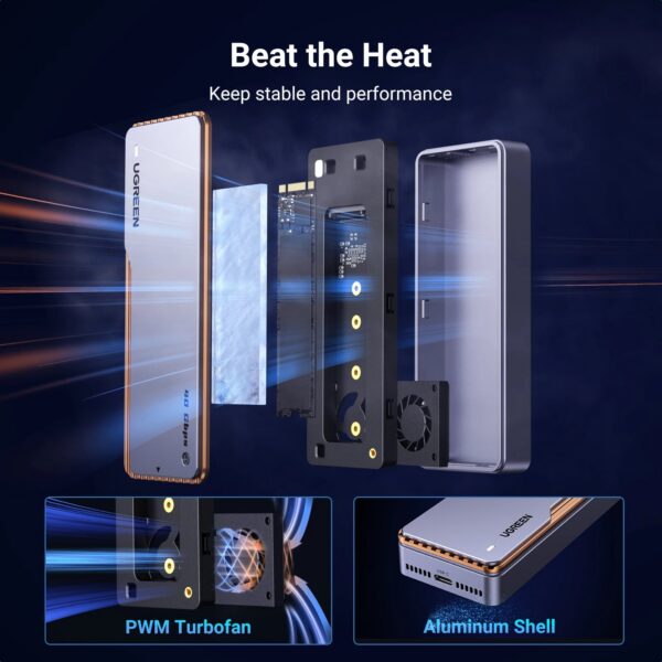 1fde64f304ebc4b3 UGREEN 40Gbps NVMe SSD Enclosure M.2 to USB4.0 SSD Case Compatible with M.2 NVME PCIe Built-in Cooling Vest Aluminum Case