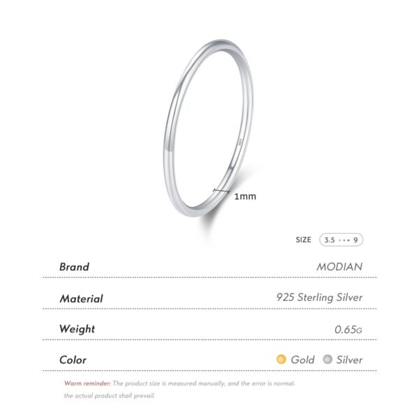 1fe326c42c4601a0 MODIAN 925 Sterling Silver Minimalist Thin Stackable Fashion Rings Classic Gold Color Fine Jewelry For Women Girl Party Gifts