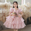 Baby wedding Party Dress Round neck printing princess Teens Kids Dresses Pageant Gown Girls dress Children’s wear