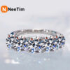 1fec0b1819ff58a0 NeeTim 5mm 6.5mm Full Moissanite Ring for Women S Sterling Sier Eternity Sparkling Diamond Band Wedding Rings Jewelry GRA