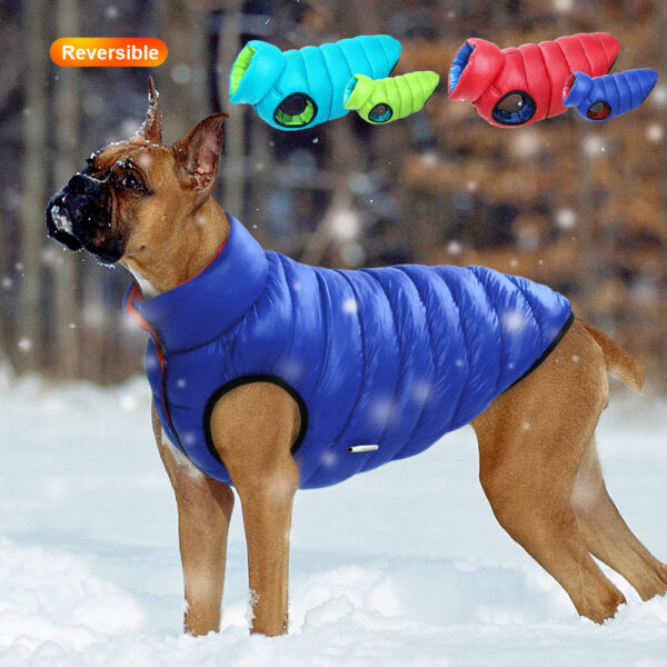 Warm Winter Dog Clothes Vest Reversible Jacket Coat 3 Layer Thick Pet Clothing Waterproof Outfit for Small Large Dogs