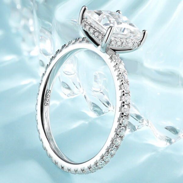 TFGLBU D Vvs1 7*7mm 2CT Princess Cut All Moissanite S Sterg Sliver Ring for Women Dia Wedding Proposal Band Jewelry