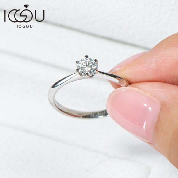 2011a643f484f5dc IOGOU Mosanite Diamond Rings for Women 0.5 Carat Engagement Round Cut Solitaire Ring Real Sterling Sier Wholesale Jewelry