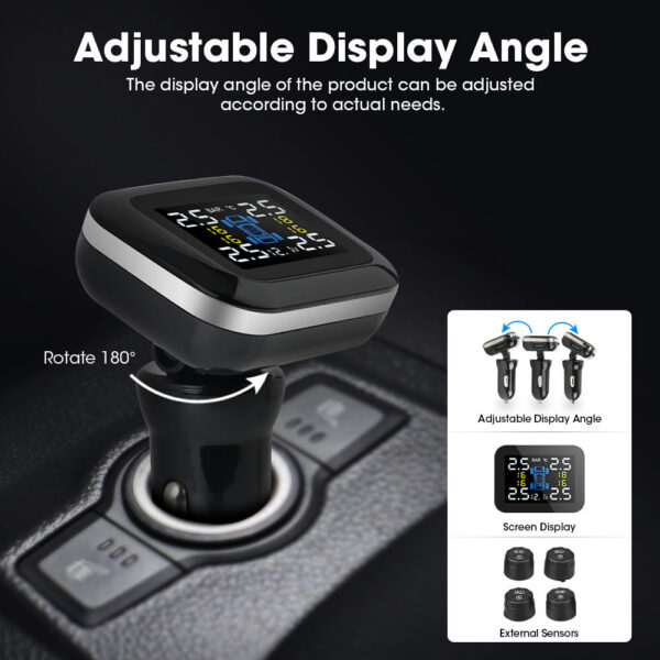 Car Cigarette Lighter Wireless Universal TPMS USB Digital tpms Tire Pressure Alarm System 4 External Internal Sensor