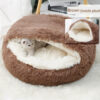Pet Dog Round Plush Semi-Enclosed Cat Nest for Deep Sleep Comfort In Winter Cats Bed Little Mat Basket Soft Kennel