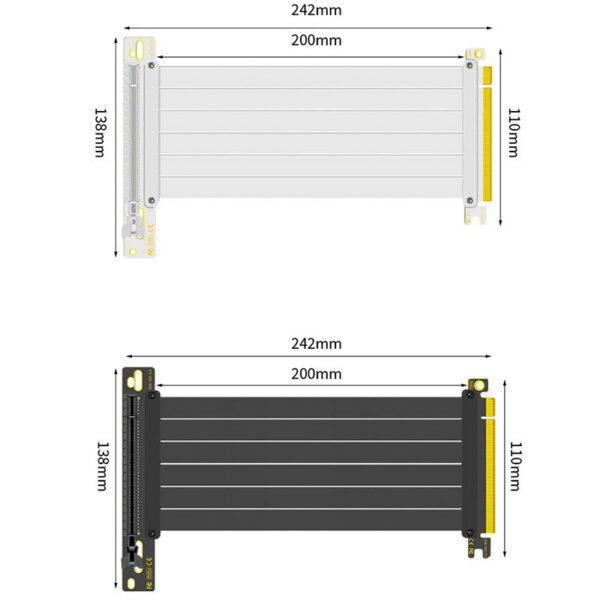 2030f98fa677f52f TEUCER PCIE 4.0 16x Riser Graphics Card Extension Cable 15cm/20cm Flexible 90° Mounting GPU Shielded Extender