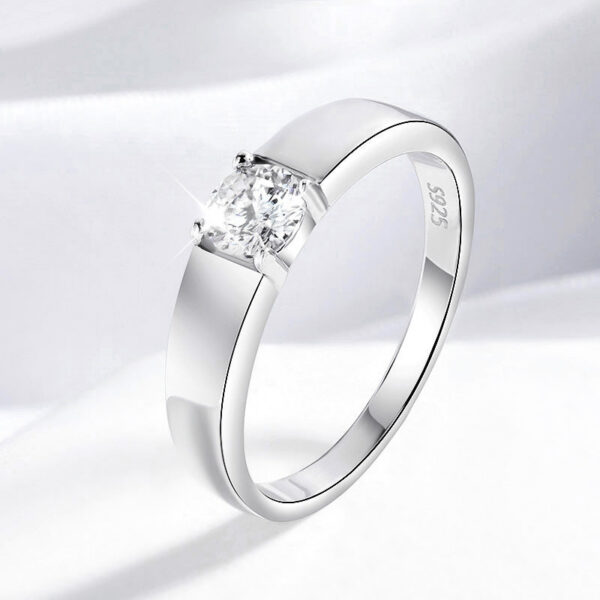 Smyoue D Color 0.5CT 1CT Moissanite Ring for Men Sterling Sier Simulation Diamond Wedding Band Classic Round Cut with GRA