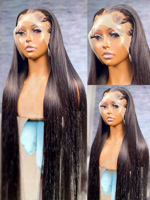 2036c6bb64bca33b 34 Inch Bone Straight 13x4 Front Wigs For Women Brazilian 360 Transparent Human Hair Lace Frontal Wig PrePlucked