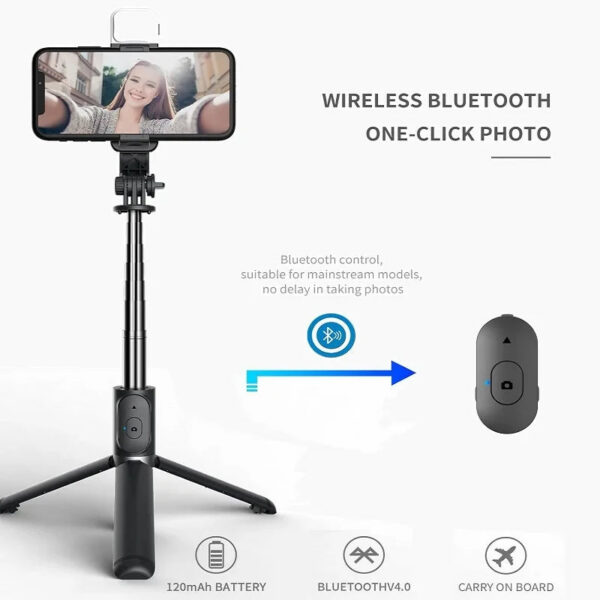 204958bc8eb8ec6b Xiaomi Selfie Stick 1m with Wireless Bluetooth LED Fill Light Extended Tripod with Remote Shutter for Android IOS Cellphone