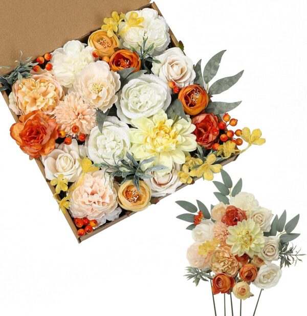 Serra Flora Artificial Christmas Flowers Greenery Combo Box Set Faux Flowers Bulk Flower Leaf with Stems for DIY Tree Ornaments Xmas Wreath Floral Arrangements Centerpieces