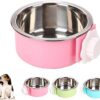 20647b5e22f7b84b Crate Dog Cat Bowls, Removable Stainless Steel Hanging Pet Cage Bowls for Kennel, Water Food Feeder Bowls Cage Coop Cup for Cats, Dogs, Rabbits and Small Animals (Small, Pink)