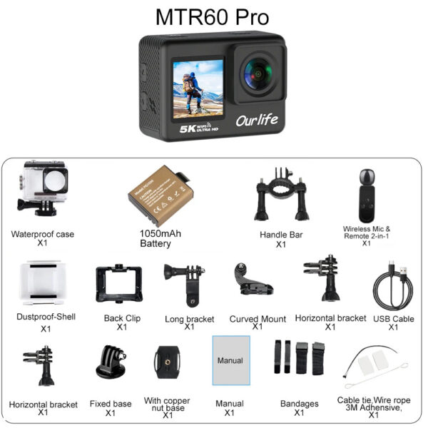 20657515fed59ce3 Ourlife 5K30FPS Action Camera 2.0'' Touch LCD 170° DVR 30M Waterproof Remote Control 5X Zoom Helmet WiFi 4K60FPS Sport Camera