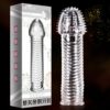 2081114f30257585 Spike Penis Sleeve Reusable Condoms Sex Toys for Men Delay Ejaculation Penis Sleeve Contraception Cock Ring Extender 남성전용기구