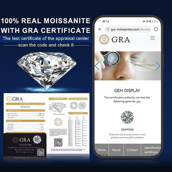GRA Certified 1-3CT Moissanite VVS1 Lab Diamonds Solitaire Ring for Women Engagement Promise Wedding Band Jewe