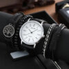 2096c5ef3379a349 MSCXDK Brand 5pcs Black Quartz Watches Bracelet Men Business Casual Round Watch Life Tree PU Leather Bracelets Sets