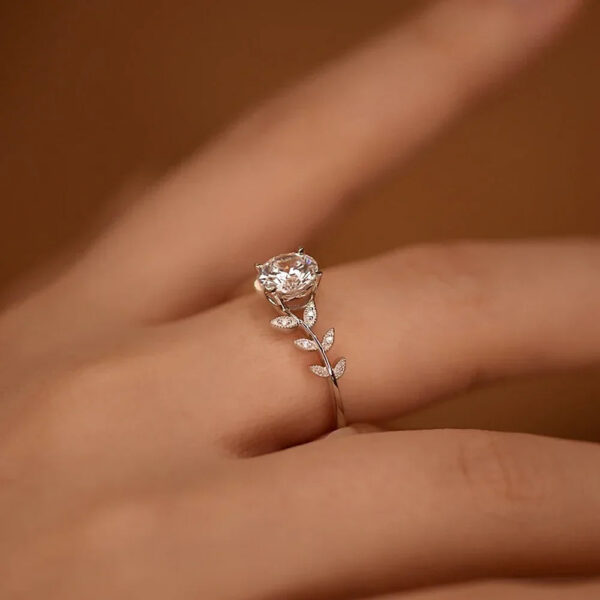1carat Leaf Moissanite Diamond Engagement Rings for Women Sterling Sier Plated White Gold Wedding Band Promise Ring