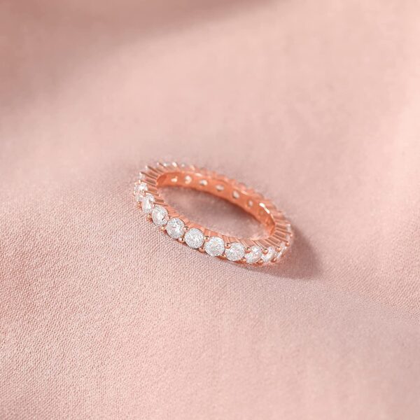 Trumium Sier Wedding Round Zirconia Diamond Full Eternity Stackable Engagement Ring for Women Jewelry 3mm