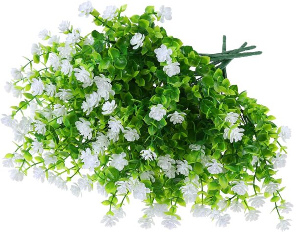 20a8e257fa3c800d Artificial Plants Flowers Grass Shrubs 8 Pack No Fade Faux Plastic Flowers Outdoor for Farmhouse Garden Porch Patio Indoor Wedding Decoration Greenery Fake Plants uv Resistant