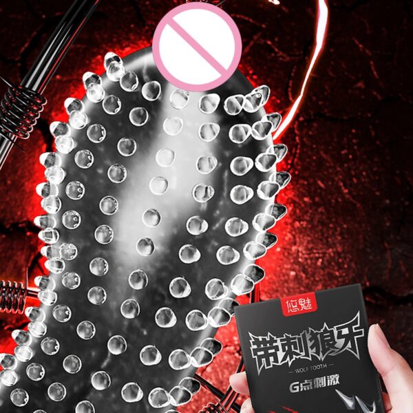 20abaa1ee4ca81cc 9D Dotted Large Spikes Condoms Sex Toys Great Stimulated for Women G-dot Spot High Sensitive Penis Sleeves Lubricanted 18+