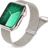Sunnywoo Metal Stainless Steel Band Compatible with Apple Watch Bands 40mm 38mm 41mm 42mm 44mm 45mm 49mm,Silver Loop Adjustable Magnetic Strap for iWatch Series Ultra 8 7 6 5 4 3 2 1 SE for Women Men