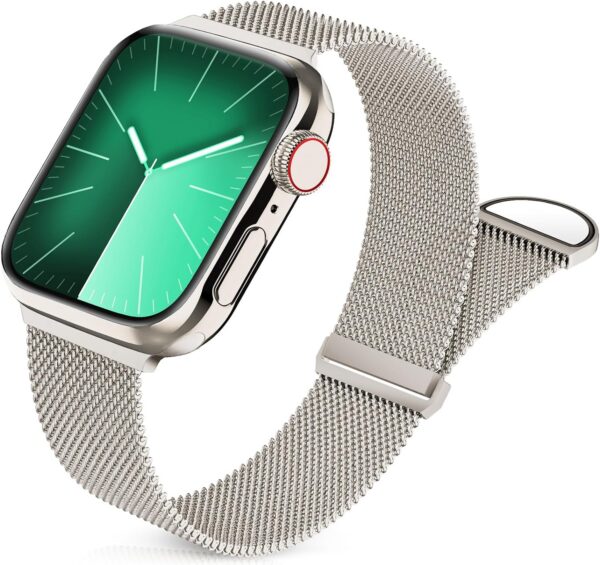 Sunnywoo Metal Stainless Steel Band Compatible with Apple Watch Bands 40mm 38mm 41mm 42mm 44mm 45mm 49mm,Silver Loop Adjustable Magnetic Strap for iWatch Series Ultra 8 7 6 5 4 3 2 1 SE for Women Men