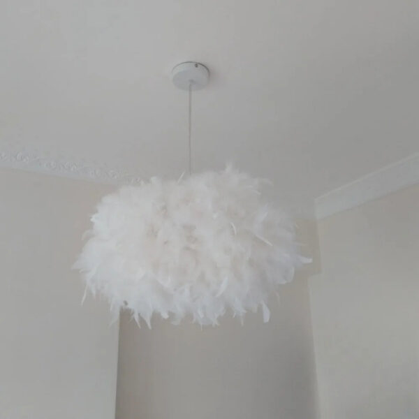 20c4874327b40085 Modern Fluffy Pendant Light White Feather Shade Droplight Lighting Bedroom Study Creative Hanging Lamp 220V