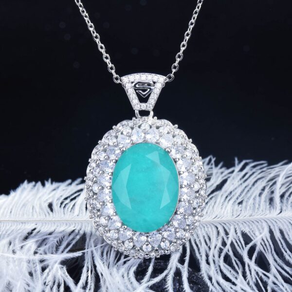 20c4dd2d5a6f3a8e Brazil Tourmaline Vintage Lake Blue Paraiba Egg-shaped Large Lab Diamond Sweater Necklace Chokers Gifts