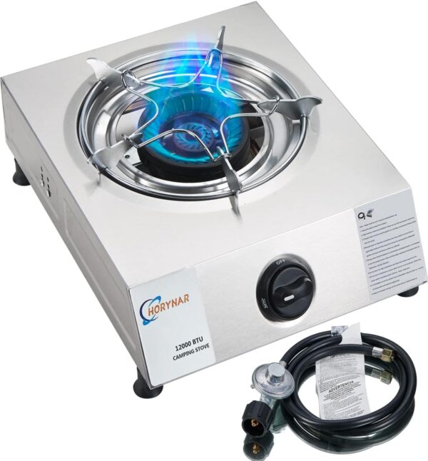 20ceac06526f6eb8 Single Burner Propane Stove 1 Burner 12000 BTU Auto Ignition Gas Stove with CSA Hose for Outdoor Cooking,Emergency