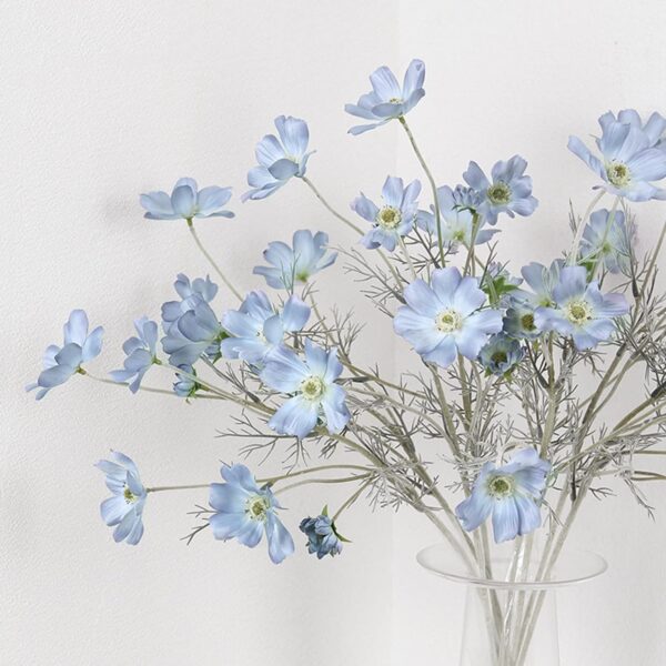 20d30033adb1de00 2 Pcs Artificial Fake Flowers Plants Cosmos Silk Flower Arrangements Wedding Bouquets Decorations Plastic Floral Table Centerpieces for Home Kitchen Garden Party Decor Approx 23.6'' High - Light Blue