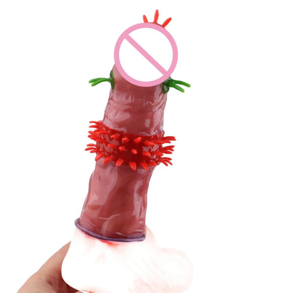 20d4cbfcbc5b585a 3PCS Men Condoms with Spikes Female G-spot Vaginal Stimulation Sensation Condoms Penis Sleeve Sex Toys For Men