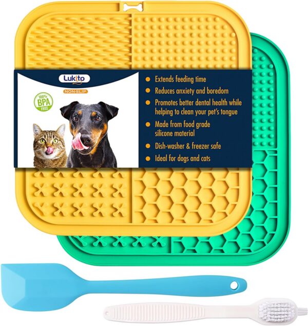 LUKITO Licking Mat for Dogs and Cats, Premium Lick Mats with Suction Cups for Dog Anxiety Relief, Cat Lick Pad for Boredom Reducer, Dog Treat Mat Perfect for Bathing Grooming