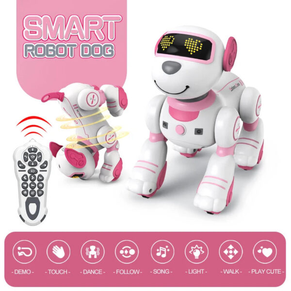 20efadc2bc85a119 Funny RC Robot Electronic Dog Stunt Dog Voice Command Programmable Touch-sense Music Song Robot Dog Pink Toys for Girls Gift