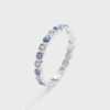 Creative Sapphire Eye Round Full Diamond Crystal Couple Ring For Women Enamel Blue Original Sterling Sier Wedding Gift Jewelry